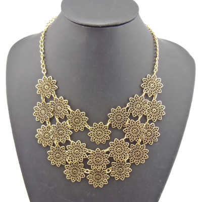 N-1873 New Arrival vintage style multilayer lace shape flower bib Necklace