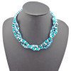 N-1015 Silver Plated Geometric Multilayer Color Ribbon Stripe Weave Choker Necklace