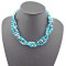 N-1015 Silver Plated Geometric Multilayer Color Ribbon Stripe Weave Choker Necklace