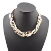 N-1015 Silver Plated Geometric Multilayer Color Ribbon Stripe Weave Choker Necklace