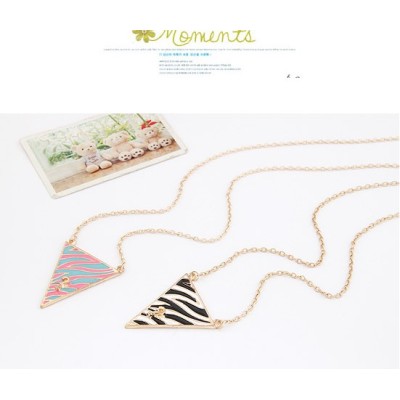 N-4516 European style gold Plated Enamel Leopard Print Triangle Pendant Neckalce