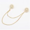 P-0063 New Arrival Gold/Bronze Plated Pearl Rhinestone Flower Brooch Pin