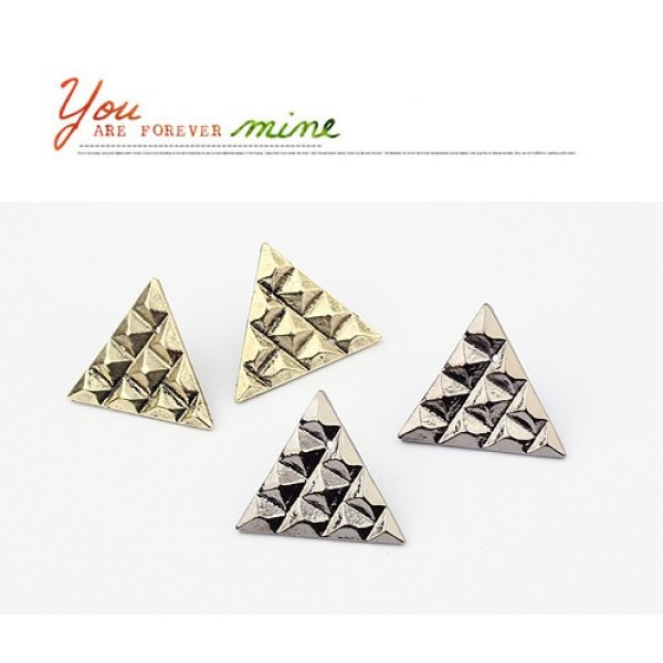 E-2039 New Punk Vintage Style Bronze/Silver/Gun Black Square Triangle Earring Ear Stud