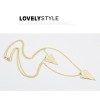 N-458 New IN Gold Plated Double Chain Enamel Triangle Pendant  Sweater Necklace