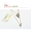 N-458 New IN Gold Plated Double Chain Enamel Triangle Pendant  Sweater Necklace