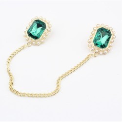 P-0062 Gold Plated  pearl flower crystal nail collar brooch