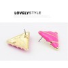 E-2007 New Lovely Gold Plated Metal Rose Enamel Triangle Charming Earrings Ear Stud