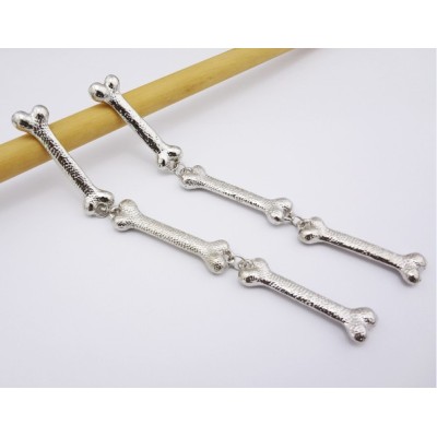 E-0652 New Lovely Cool Silver Tone Metal Bone Dangling Earrings Ear Stud
