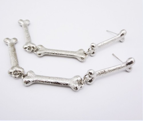 E-0652 New Lovely Cool Silver Tone Metal Bone Dangling Earrings Ear Stud