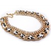 N-1301 Fashion European Style Charming Rhinestone Leather Chain Necklace