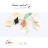 E-2036 New  Arrival Fashion Gold Plated Enamel Rhombus Dangling Earring