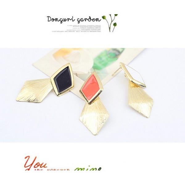 E-2036 New  Arrival Fashion Gold Plated Enamel Rhombus Dangling Earring