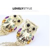 E-0643 Fashion style gold plated crystal owl tassels  Dangle Earring