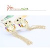 E-0643 Fashion style gold plated crystal owl tassels Dangle Earring