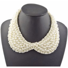 N-2072 Charming Fashion Black/White Beads Lovely  Collar Necklace