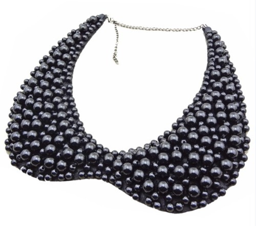 N-2072 Charming Fashion Black/White Beads Lovely  Collar Necklace