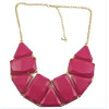 N-0512 New In Fashion Lovely Golden Metal Olong Triangle Resin Gem Choker Necklace