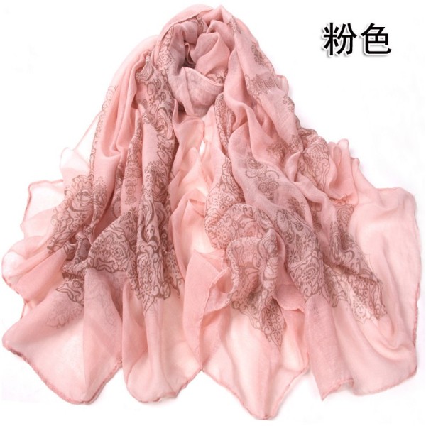 C-0022 New Vintage Style blue and white porcelain Flower ramie cotton yarn scarf 180cm*110cm