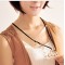 Charming Fashion Gold Plated Metal Hollowed Crystal Swan Pendant Double Chain Necklace N-3386