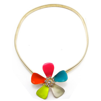 Charming Fashion Gold Plated stretch snake Chain enamel flower waist chain  Necklace N-0118