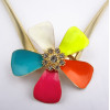 Charming Fashion Gold Plated stretch snake Chain enamel flower waist chain  Necklace N-0118