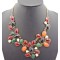 New Vintage Style Bronze Metal Resin Gem Flower Choker Necklace N-0513