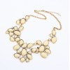 New Vintage Style Bronze Metal Resin Gem Flower Choker Necklace N-0513