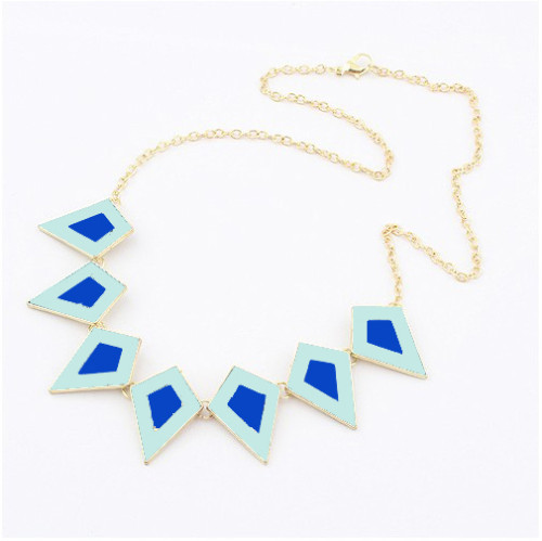 hot sale European style fashion gold Plated Enamel  Triangle Necklace N-4523