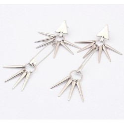 E-0101 New Punk Rivet  Hanging Tassel Triangle Ear Stud Earring