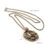vintage Style bronze  rhinestone flower butterfly  pendant  Necklace N-2593