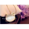 Fashion Gold Plated Metal rhinestone bowknot cat's eye charms cat Necklace N-3322