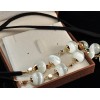 Fashion Gold Plated Metal rhinestone cat's eye Black/coffee leather chain Necklace N-1534