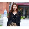 Fashion Gold Plated Metal rhinestone cat's eye Black/coffee leather chain Necklace N-1534