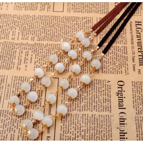 Fashion Gold Plated Metal rhinestone cat's eye Black/coffee leather chain Necklace N-1534