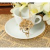 New Arrival Gold Plated Alloy Double Chain Crystal Big Head Cat Pendant Necklace N-3323