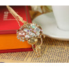 New Arrival Gold Plated Alloy Double Chain Crystal Big Head Cat Pendant Necklace N-3323