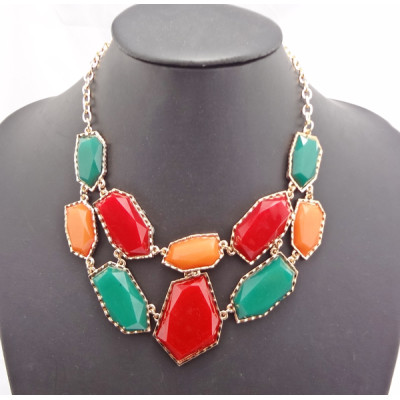 New Arrival Gold Plated Irregular geometry Resin gem Choker Pendant Necklace N-0782