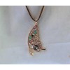 New Arrival Charming Gold Plated Metal Crystal Butterfly Pendant Double Chain Necklace N-2584