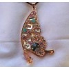 New Arrival Charming Gold Plated Metal Crystal Butterfly Pendant Double Chain Necklace N-2584