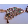 New Arrival Charming Gold Plated Metal Crystal Butterfly Pendant Double Chain Necklace N-2584