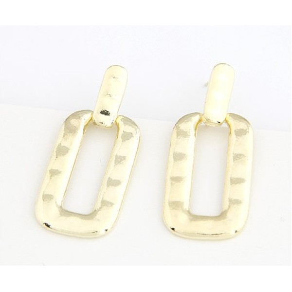 Gold Plated metal geometry rectangle dangle ear stud E-2028