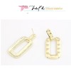 Gold Plated metal geometry rectangle dangle ear stud E-2028