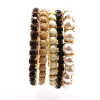 New Wholesale 5 Pcs/Set Multi Strand Resin Stone Colorful Gem Pearl Stretch Gold Bracelet B-0204