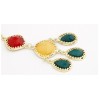 Bohemian Boho Gold Plated Resin Gem Drop Tassel Dangle Ear Stud Earrings E-0011