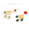 Bohemian Boho Gold Plated Resin Gem Drop Tassel Dangle Ear Stud Earrings E-0011