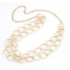 New European Style Gold Plated Circle Link Double Chain Necklace N-1529