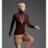 New European Style Gold Plated Circle Link Double Chain Necklace N-1529
