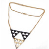 European Style Gold/Black Plated Hollow Out 3 Triangle Pendant Necklace N-4557