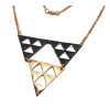 European Style Gold/Black Plated Hollow Out 3 Triangle Pendant Necklace N-4557
