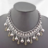 New Fashion Charming Beads Rhinestone Ball Drop Leather Chain Choker Necklace N-1300